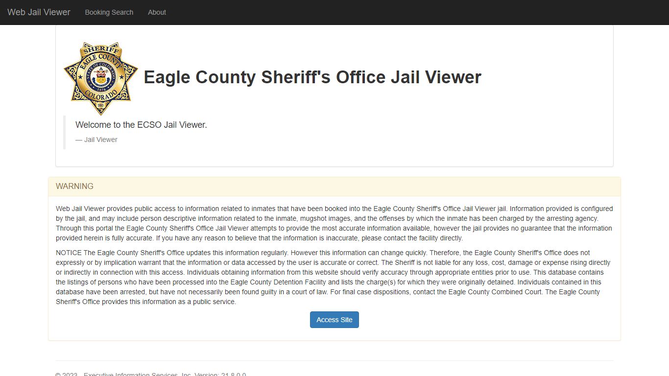 Home Page - Web Jail Viewer - Eagle County, Colorado