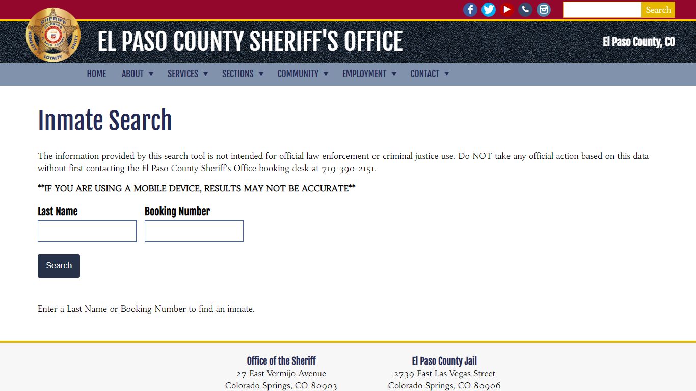 Inmate Search | El Paso County Sheriff